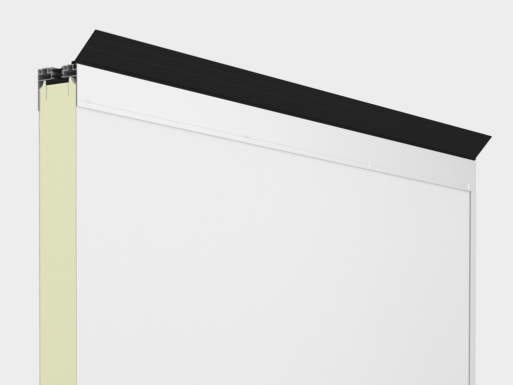 Верхний алюминиевый профиль с терморазделением препятствует образованию конденсата и наледи в верхней части полотна ворот